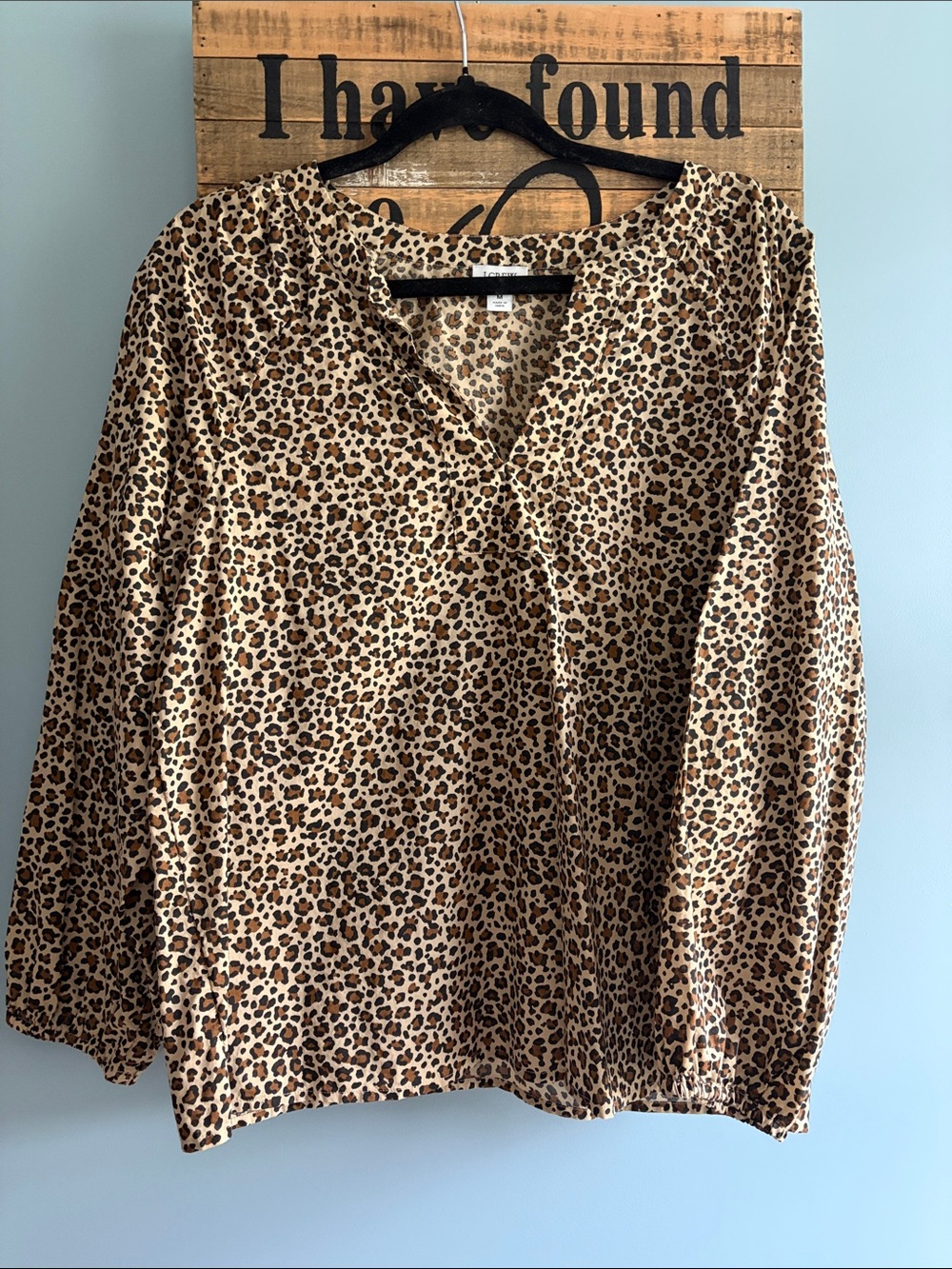 J. Crew Leopard Animal Print V-Neck Women's Cotton Blouse Top